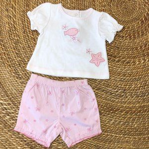 🍍NWT 6Mo Fish, Starfish & Flower Short Set